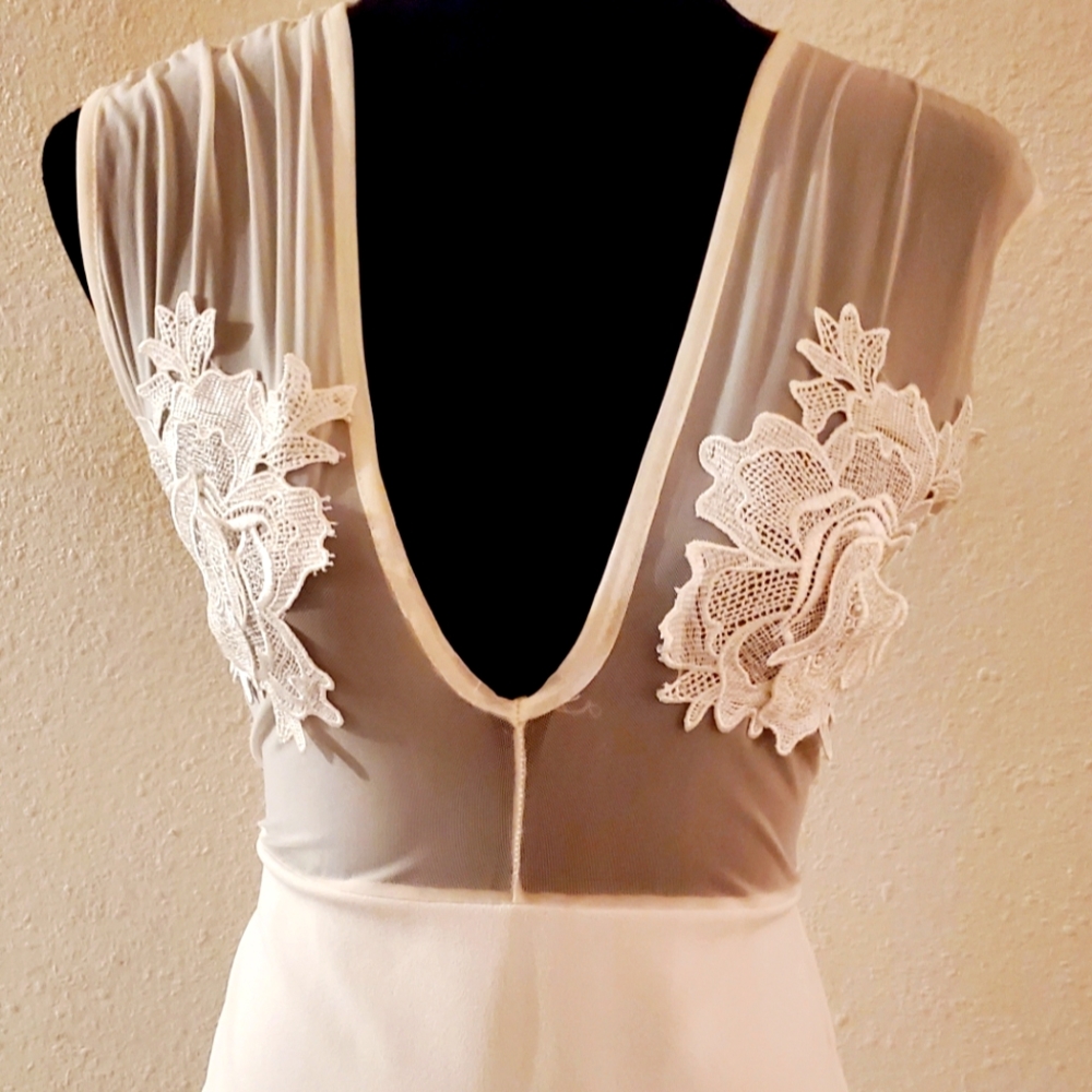 White size small sheer cocktail dress